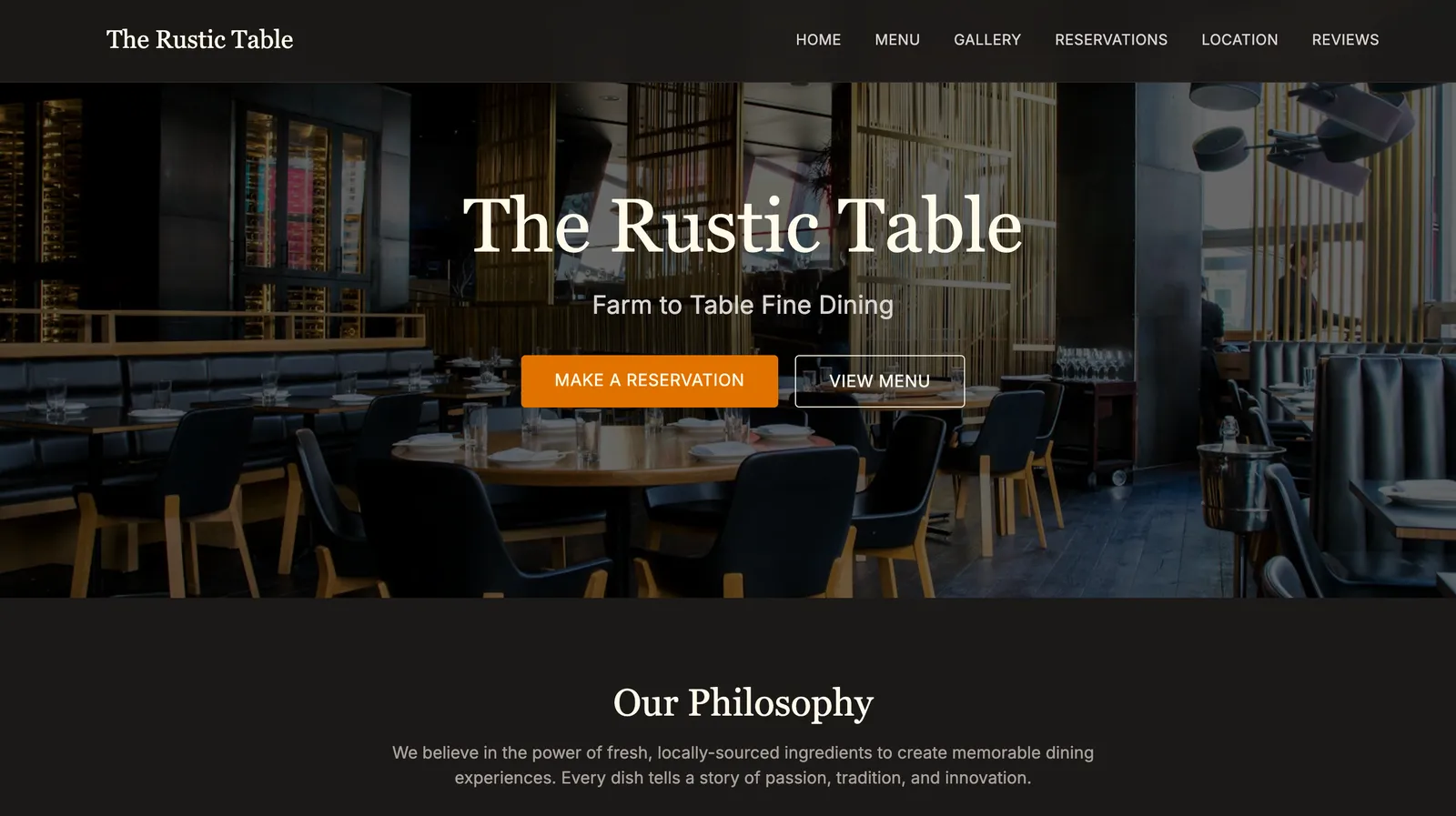 The Rustic Table - Web project built by Shicosera